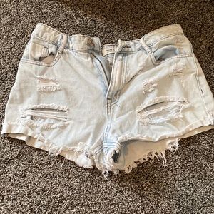 Light denim jean short shorts